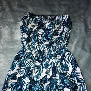 H&M Romper White with blue leaves